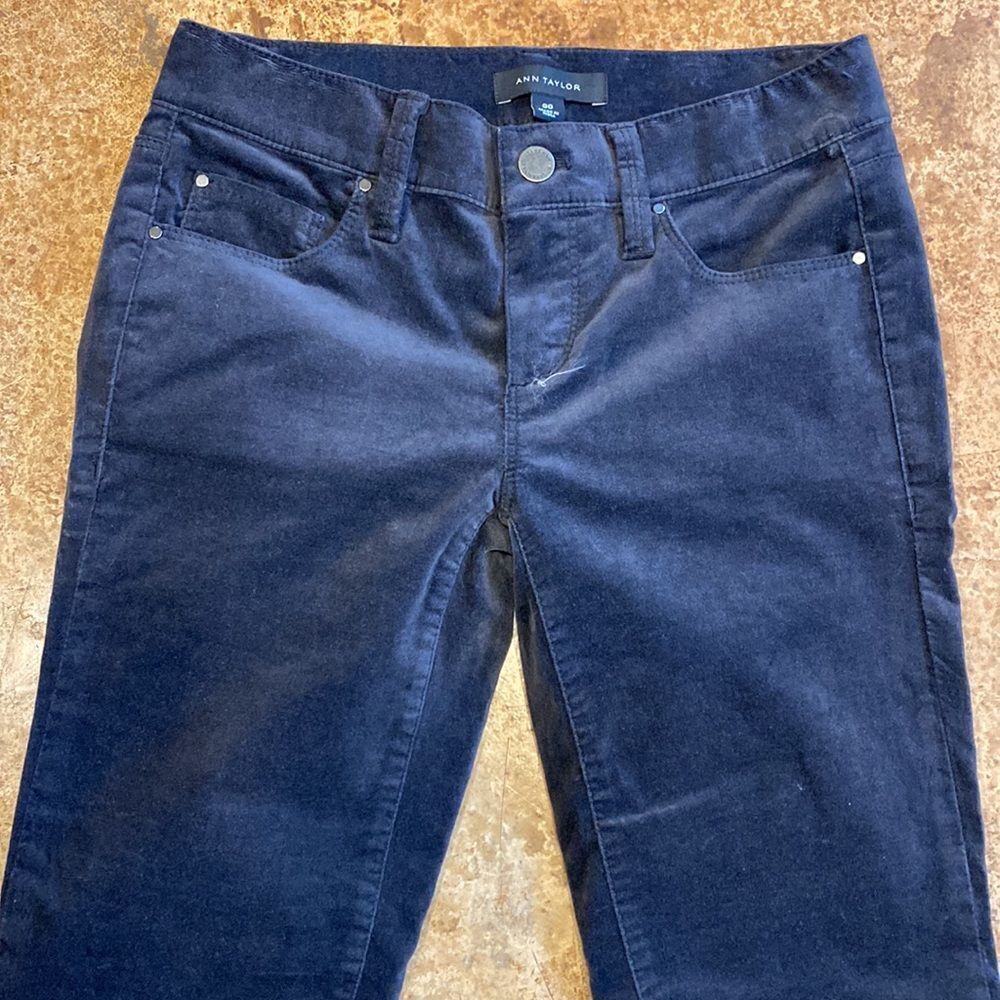 Ann Taylor black velvet cotton stretch skinny jean pants